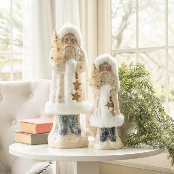 Glittered Ivory Belsnickle with Gold Stars - Picture 3 of 3